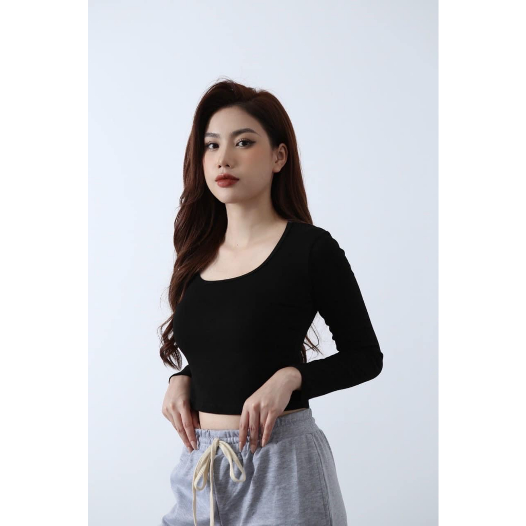[Mã TOPS06 giảm đến 10k đơn 99k] Áo Thun Croptop Nữ Cổ Vuông Ngắn Tay - Dài Tay Dáng Ôm Chất Liệu Cotton 100% | BigBuy360 - bigbuy360.vn