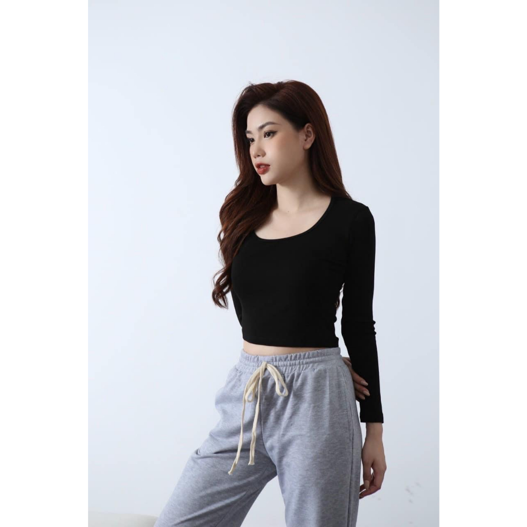 [Mã TOPS06 giảm đến 10k đơn 99k] Áo Thun Croptop Nữ Cổ Vuông Ngắn Tay - Dài Tay Dáng Ôm Chất Liệu Cotton 100% | BigBuy360 - bigbuy360.vn