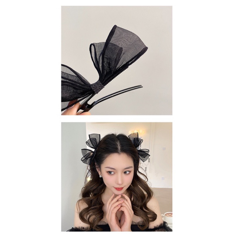 1 Kẹp Tóc Nơ Đen Sành Điệu Rose Black Pink