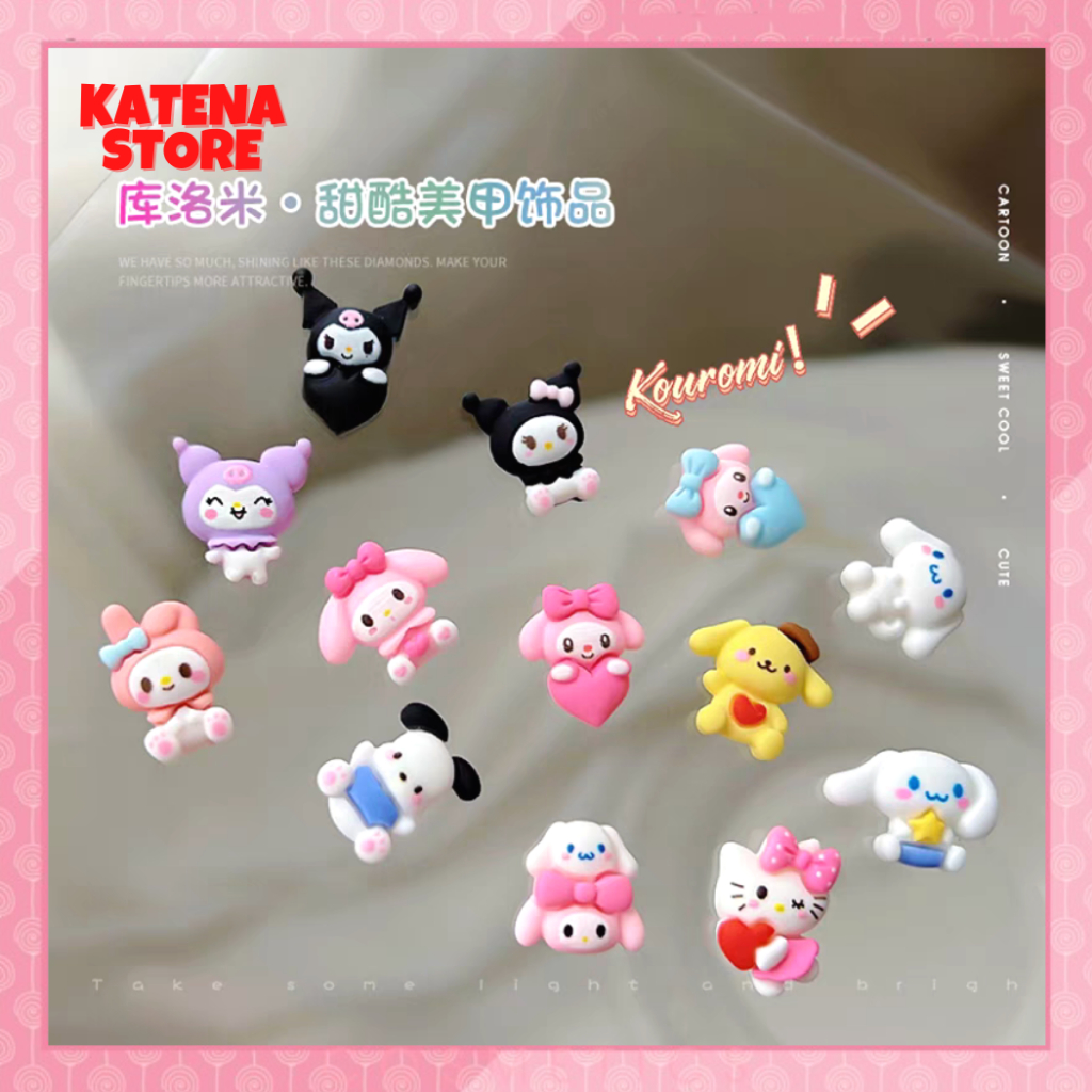 LẺ 1 cái Phụ Kiện Charm Trang Trí Móng Hình Thỏ, Gấu Dâu Lotso, Kuromi, Gấu Nâu Đáng Yêu, Xinh Xắn DIY