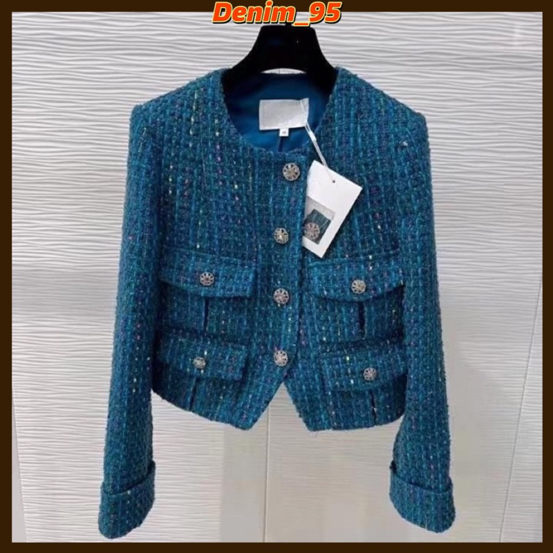 Áo dạ tweed xanh lam hàng cao cấp