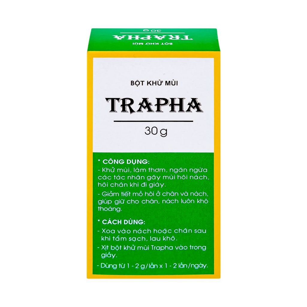 Bột khử mùi Trapha lọ 30g giúp khử mùi hôi nách, hôi chân,hôi giày,làm giảm tiết mồ hôi