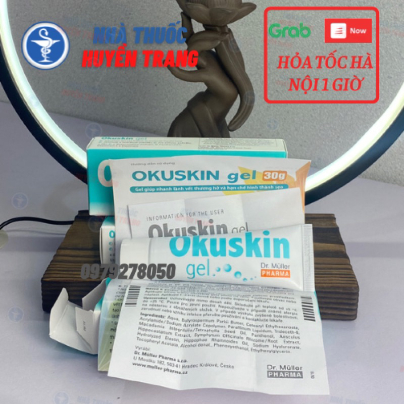 Gel bôi vết thương hở OKUSKIN tuýp 30g giúp ngăn ngừa sẹo, rạn da, vết thương sau phẫu thuật