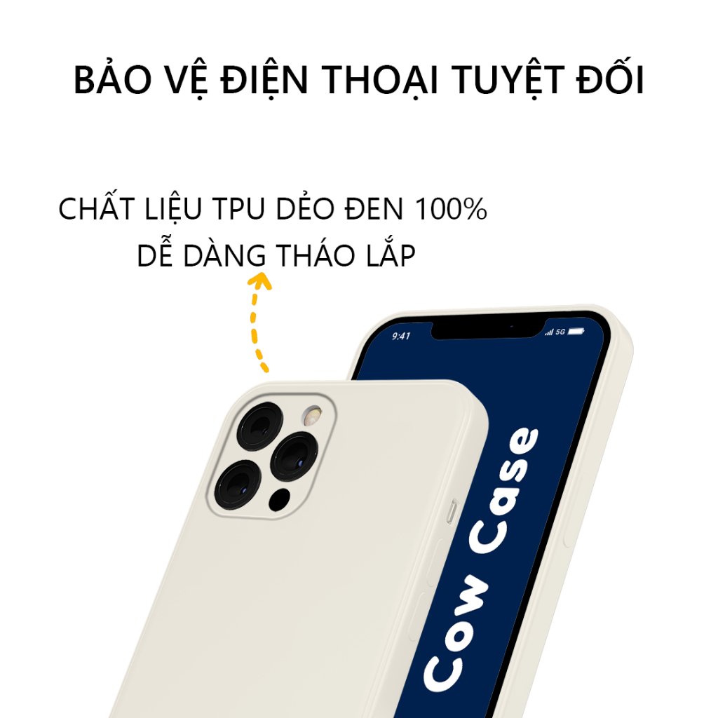 Ốp lưng Redmi 13c cạnh vuông Cowcase | Vỏ điện thoại Xiaomi bảo vệ camera toàn diện TRON