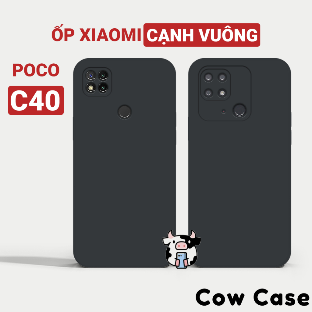 Ốp lưng Poco C40 cạnh vuông Cowcase | Vỏ điện thoại Xiaomi bảo vệ camera toàn diện TRON