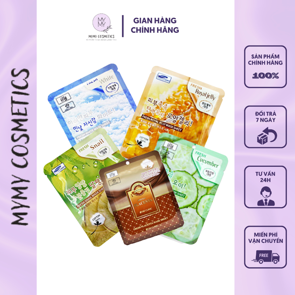 Mặt Nạ Giấy Dưỡng Da 3W CLINIC Hàn Quốc Chiết Xuất Từ Thiên Nhiên Giúp Trắng Da Dưỡng Ẩm Và Mềm Mịn Da 23ml