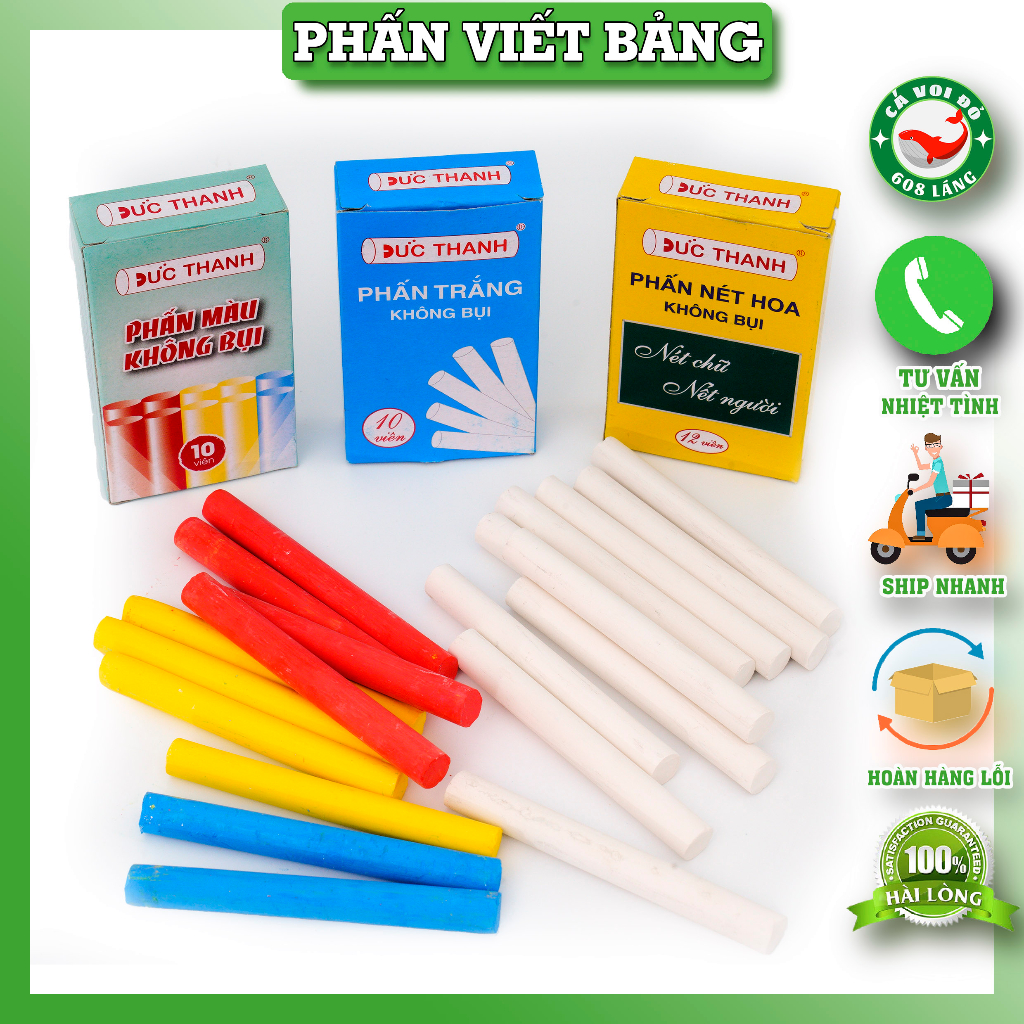 Phấn viết bảng không bụi (phấn trắng/ phấn màu)