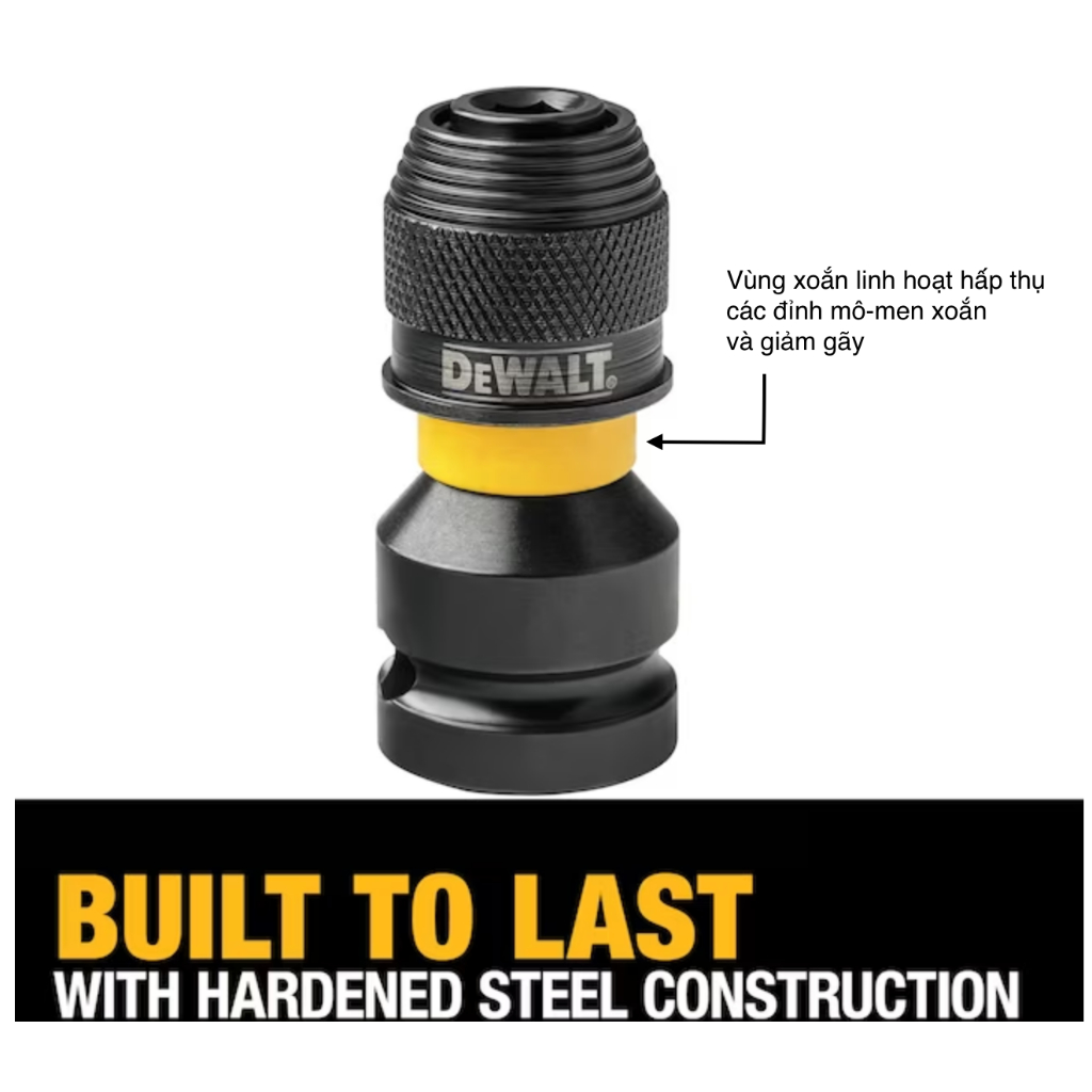 Đầu chuyển Bulong 1/2 sang vít 1/4 - DeWalt DT7508 1/2in Drive to 1/4in Hex Impact Adaptor