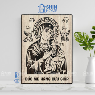 Tranh Gỗ Đức Mẹ Hằng Cứu Giúp DOHU111 - Thiết Kế Tân Cổ Điển, Độc Đáo, Sang Trọng