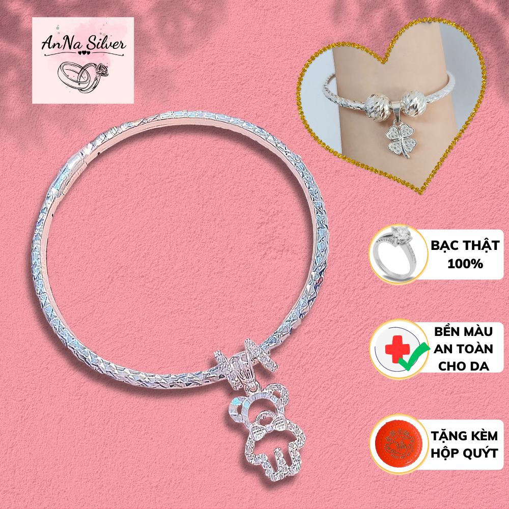 Lắc tay bạc nữ chất liệu bạc Ý cao cấp, vòng tay charm bạc nhiều hình xinh xắn thời trang AnNa Silver