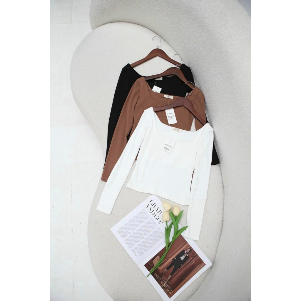[Mã TOPS06 giảm đến 10k đơn 99k] Áo Thun Croptop Nữ Cổ Vuông Ngắn Tay - Dài Tay Dáng Ôm Chất Liệu Cotton 100% | BigBuy360 - bigbuy360.vn