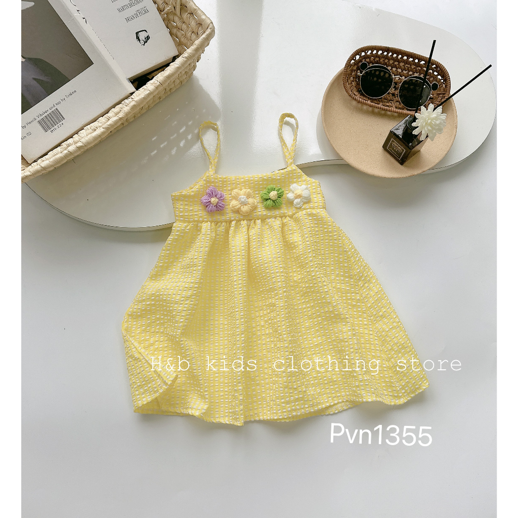 Váy dáng áo 2 dây thiết kế hàn quốc siêu xinh cho bé gái 9-19kg, áo 2 dây dáng váy cho bé gái