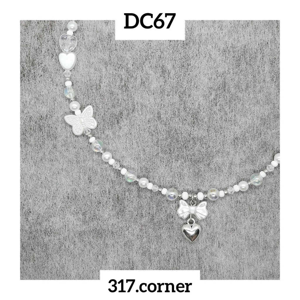 Vòng cổ / Dây chuyền hạt cườm phối charm + mặt trái tim - DC67 - 317.corner