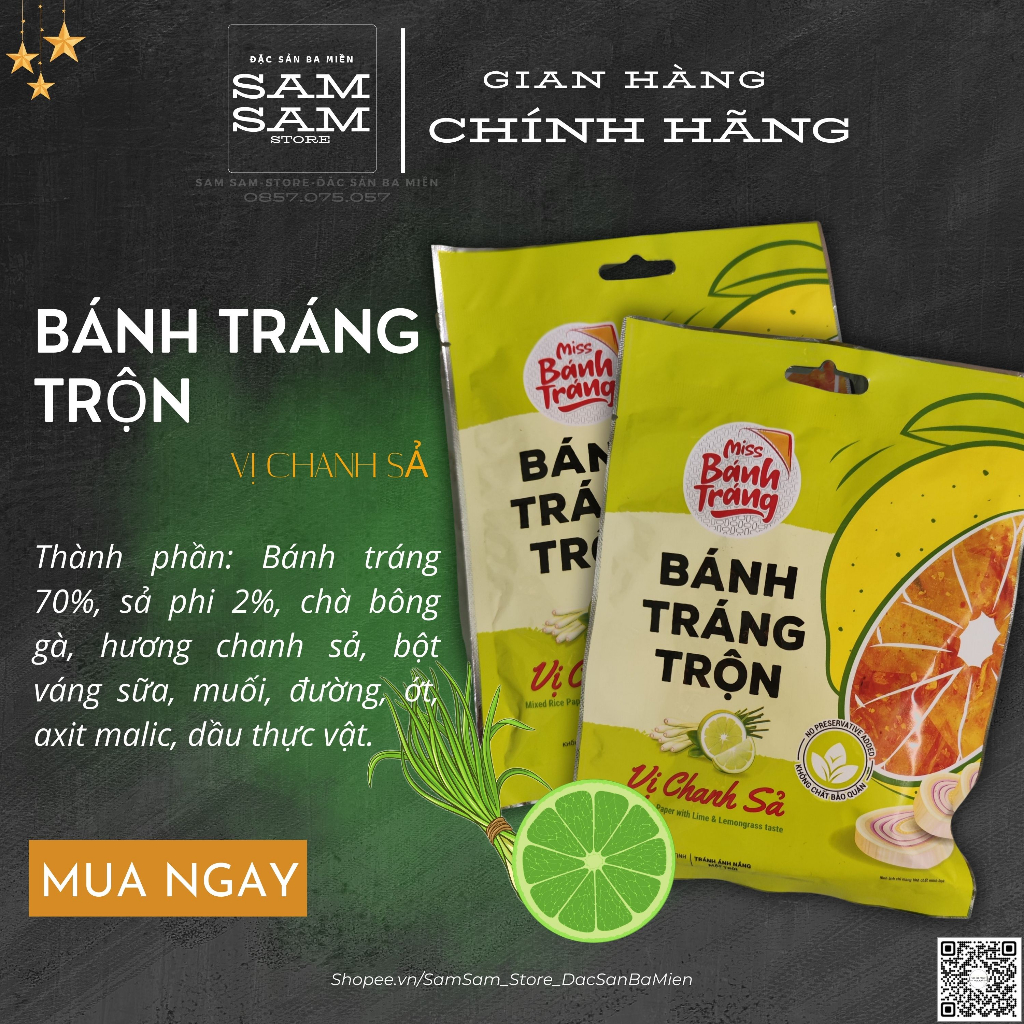Bánh Tráng Trộn Bịch Trọng Lượng 23g Vị Chanh Sả Thương Hiệu Miss Bánh Tráng Đặc Biệt Thơm Ngon Giá Cả Phải Chăng