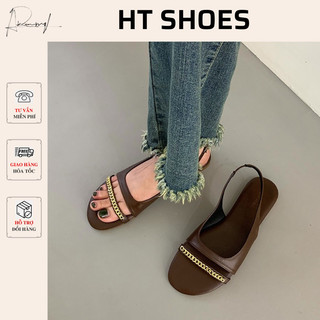 Sandal nữ mũi hở phối dây chuyền thời trang mùa hè cho phái nữ phong cách cá tính G33