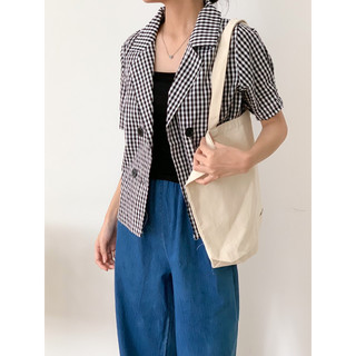 Zinnia/ Áo kẻ blazer 4 cúc