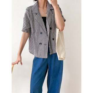 Zinnia/ Áo kẻ blazer 4 cúc