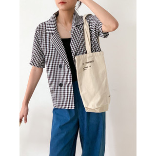 Zinnia/ Áo kẻ blazer 4 cúc