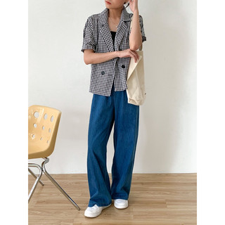 Zinnia/ Áo kẻ blazer 4 cúc