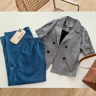 Zinnia/ Áo kẻ blazer 4 cúc