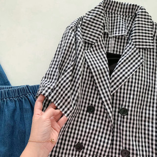 Zinnia/ Áo kẻ blazer 4 cúc