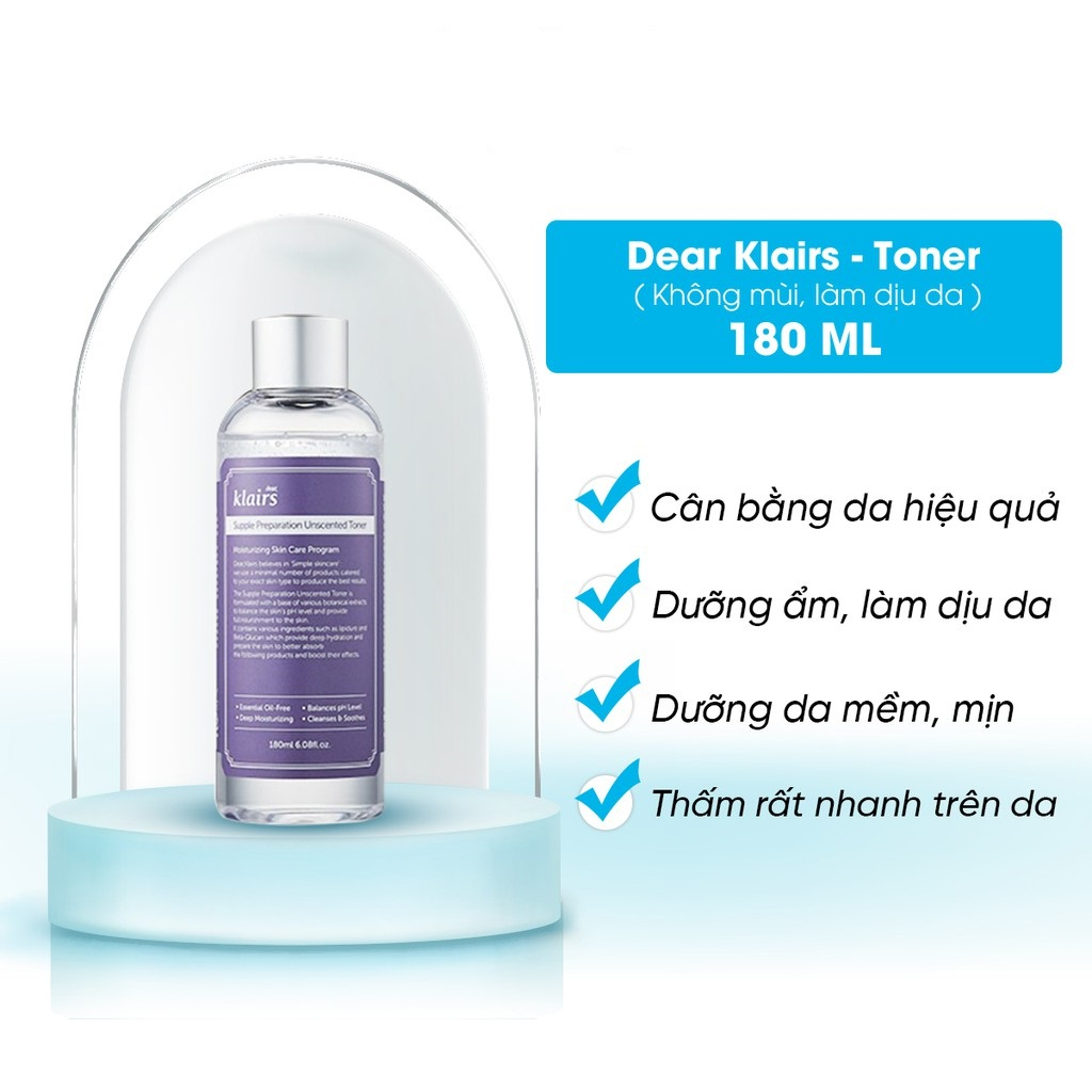 Toner Klairs nước hoa hồng dưỡng ẩm làm dịu da serum phục hồi da giảm sưng mụn