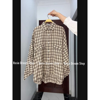 Áo sơ mi kẻ form oversize cho nữ