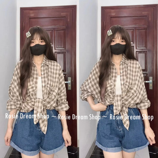 Áo sơ mi kẻ form oversize cho nữ