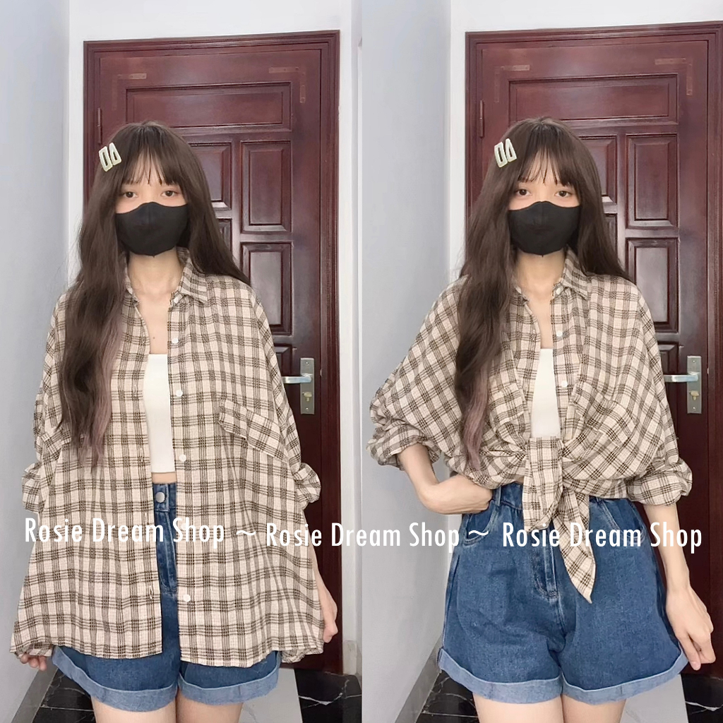 Áo sơ mi kẻ form oversize cho nữ