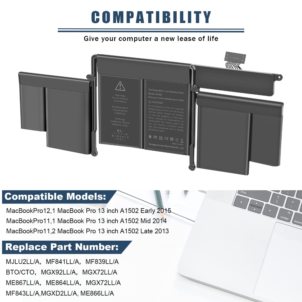 Pin Cho Macbook Pro 13 Inch Retina A1502 A1582 2013 2014 TEEEMO PC New Seal