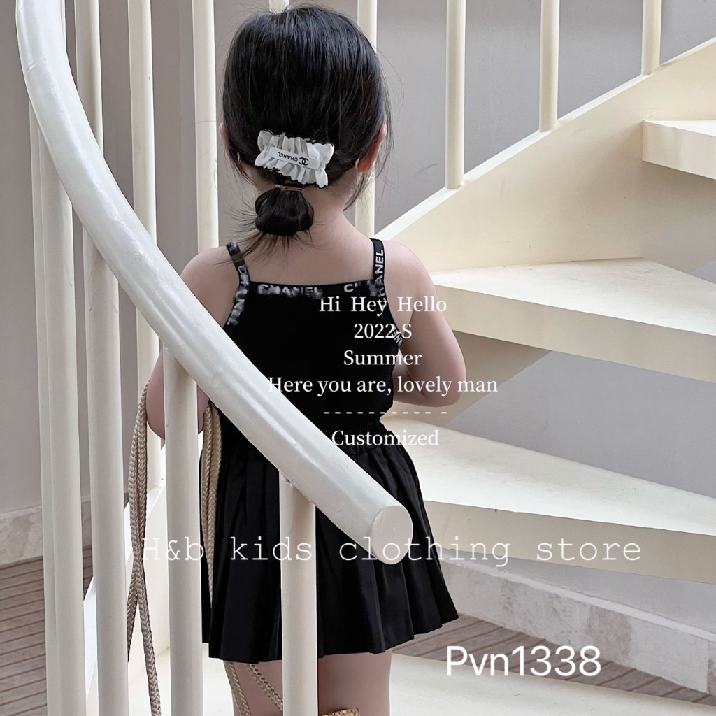 Váy cho bé gái , sét áo 2 dây NI.CE chân váy xếp ly sành điệu cho bé gái