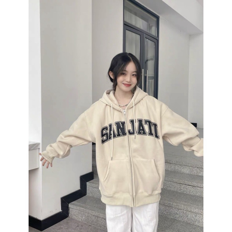 Áo khoác nỉ Hoodie zip SANJATI , hàng chuẩn i hình , chất nỉ dày dặn hàng chuẩn form cá tính TPP FASHION