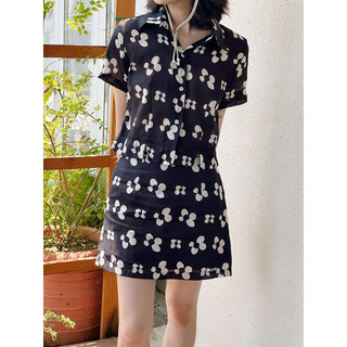 Amegon set váy áo linen tơ hoa trắng hè set