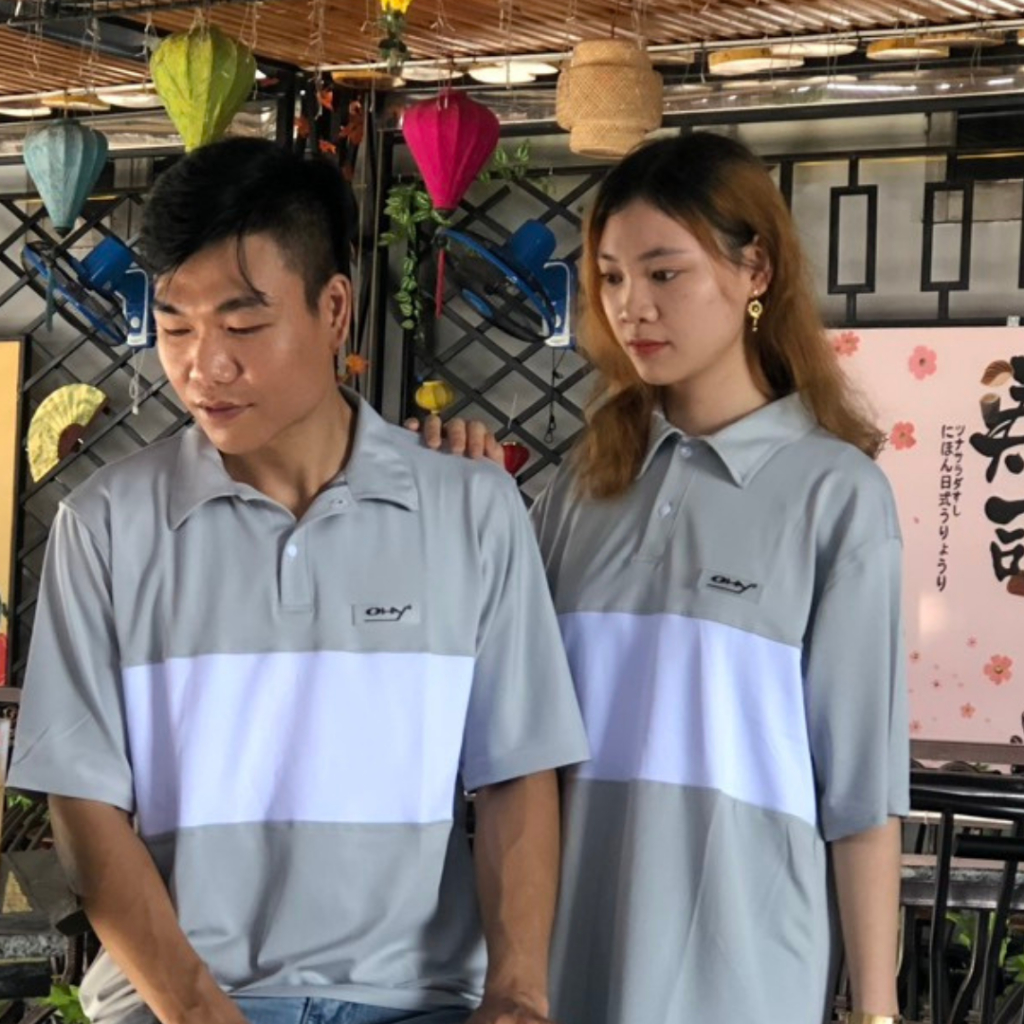 Áo Thun Nam Nữ Local Brand Form Rộng Có Cổ, Áo Polo Unisex Oversize 2 Màu Xám Sọc Trắng Chất Cotton Cá Sấu Teelab Ohay