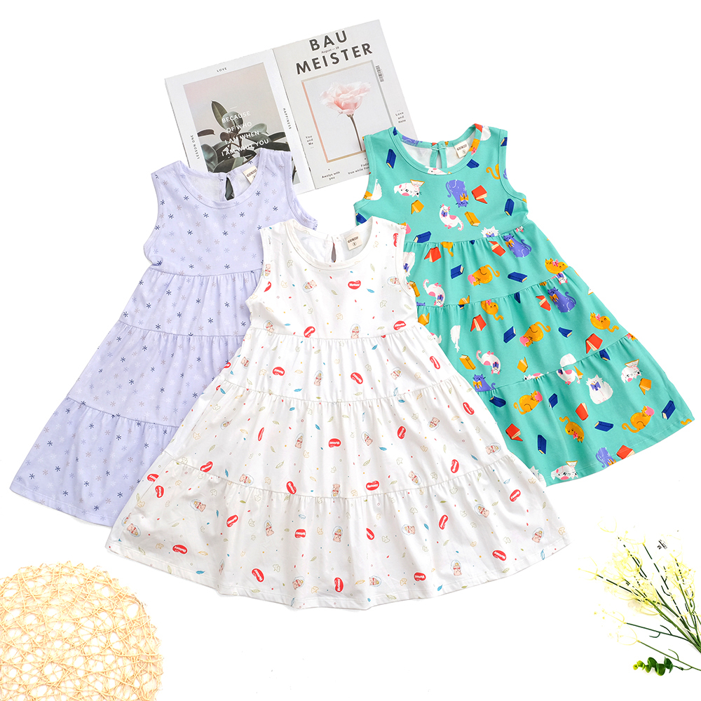 Đầm Bé Gái Tùng Xòe Vải Thun COTTON cho bé gái từ 15 - 40 kg