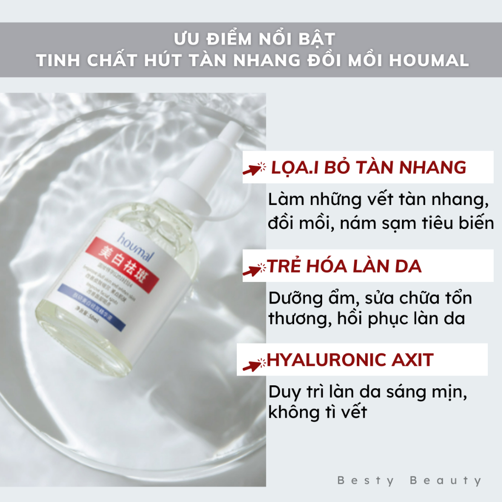 Tinh Chất Hút Nám Tàn Nhang Đồi Mồi Houmal Tái Tạo Da Chống Lão Hóa Dung Tích 50 ML