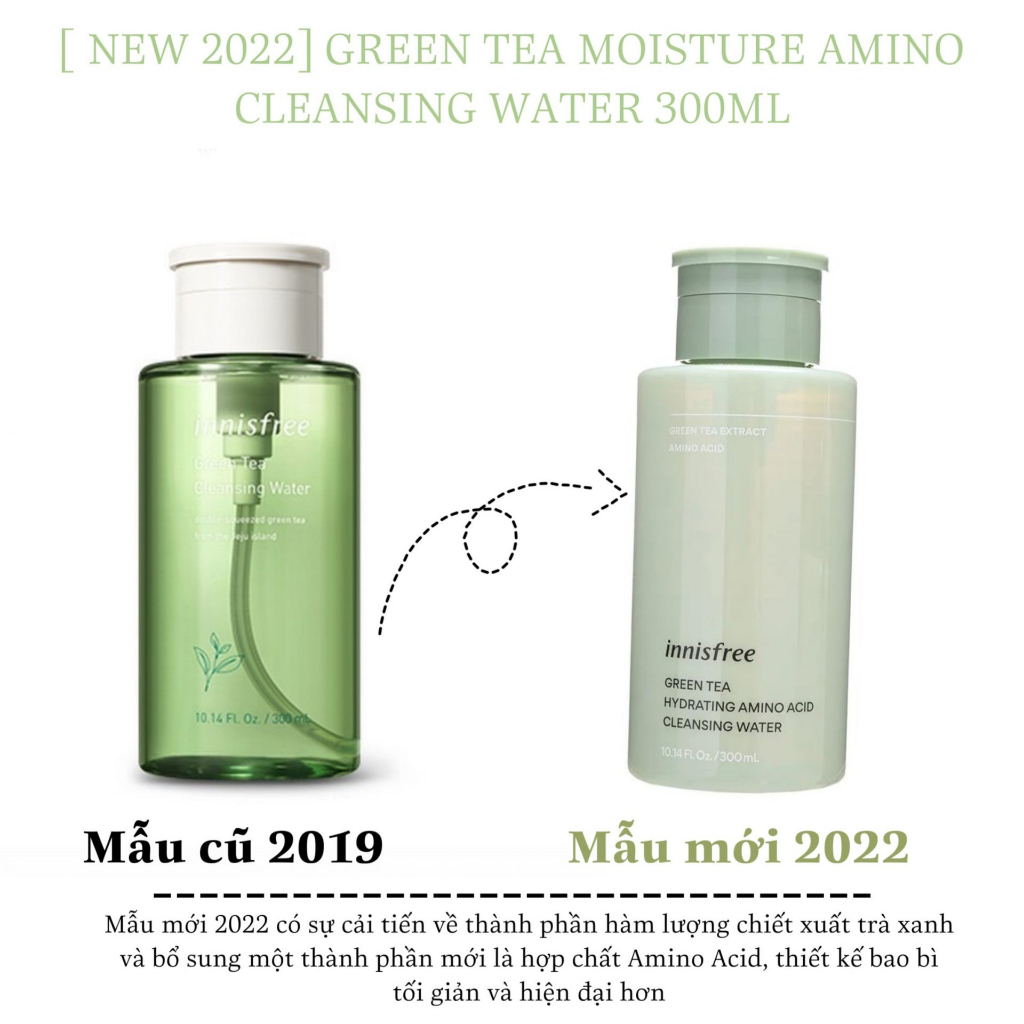 Nước tẩy trang trà xanh Innisfree Green Tea Cleansing Water giúp làm sạch da, bổ sung dưỡng chất cân bằng độ ẩm