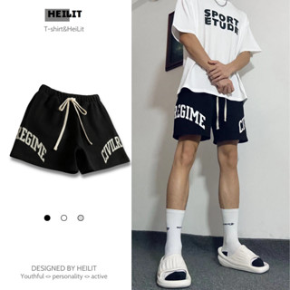 Quần Thun Ngố Nam Họa Tiết Nổi Chữ REGIME CIVILRB HeiLit Short Nỉ Đùi Dày Dặn Có Túi Kết Hợp Dây Rút