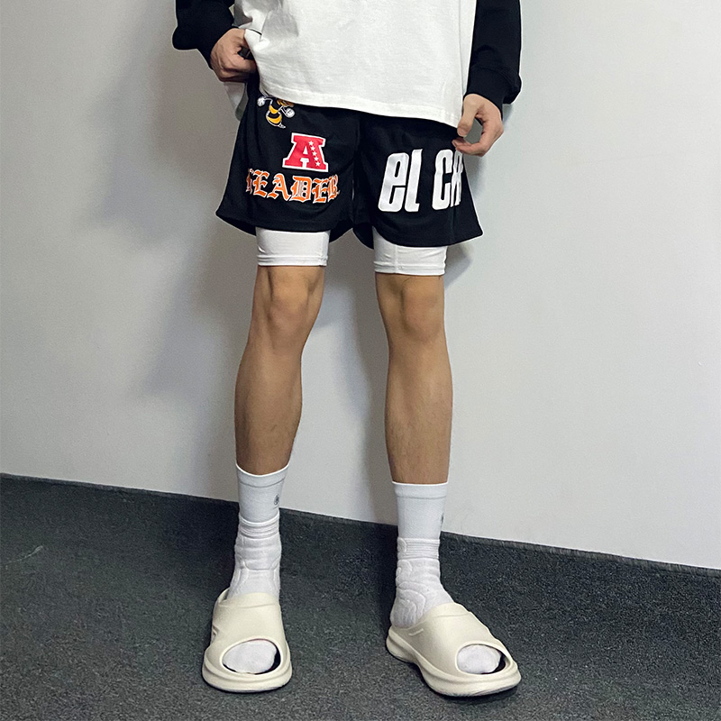 Quần Thun Ngố Nam Họa Tiết Nổi AGNU HeiLit Short Nỉ Đùi Dày Dặn Có Túi Kết Hợp Dây Rút