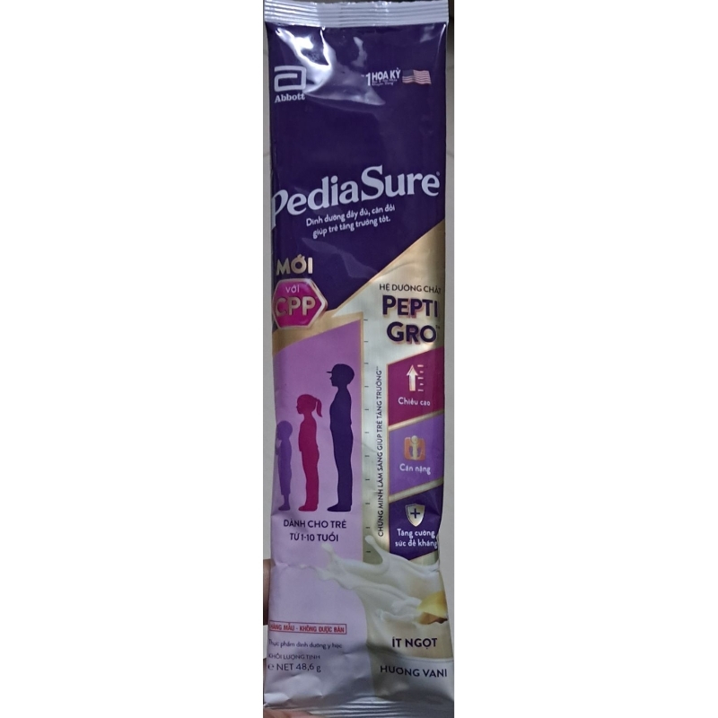 Combo 10 Gói Sữa Pediasure 48,6g Hương Vani Ít Ngọt - HSD 2025