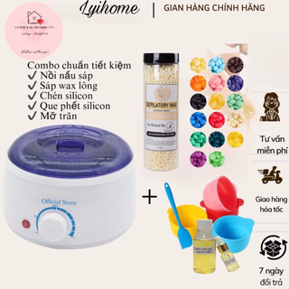 Combo 5 món triệt lông sáp wax nóng wax lông, nồi nấu sáp pro wax 100 tặng kèm mỡ trăn nguyên chất Lyihome