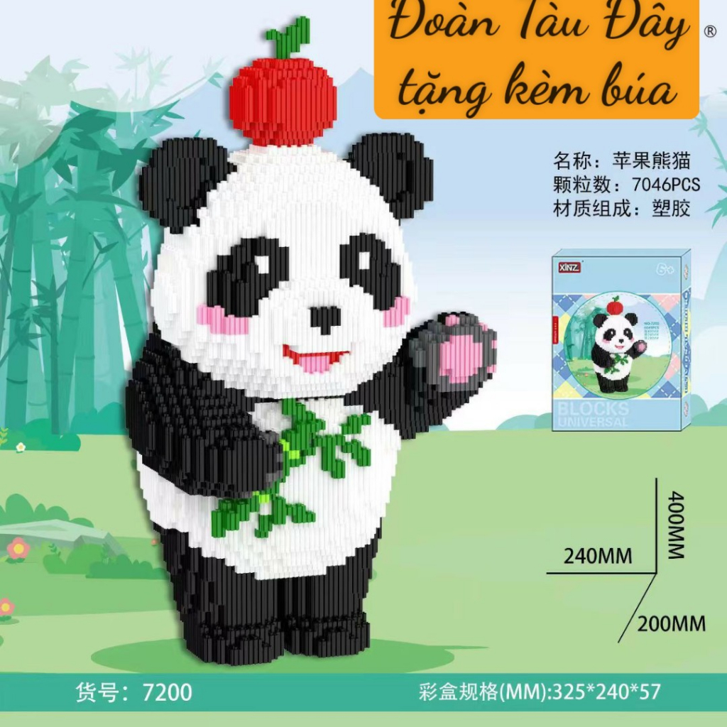 Cỡ lớn xếp hình gấu trúc béo siêu đáng yêu cho bé, đồ chơi thông minh, trưng bày Quà tặng, mô hình lắp ráp gấu trúc béo