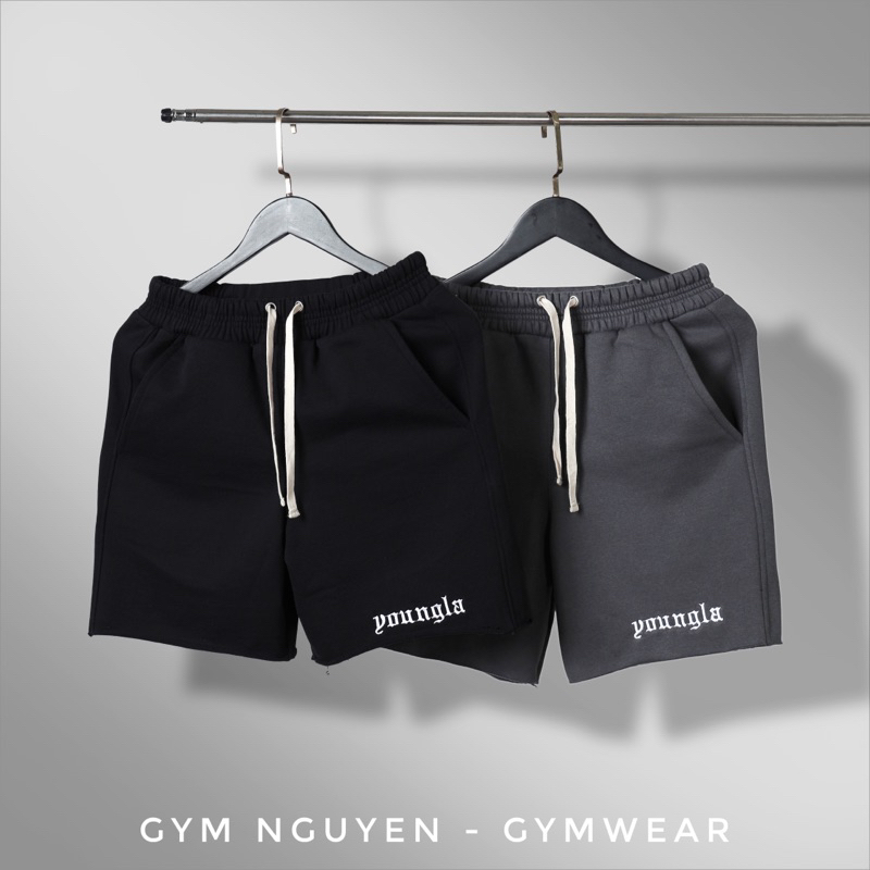 Quần short Nam Youngla x cbum chất cotton logo thêu