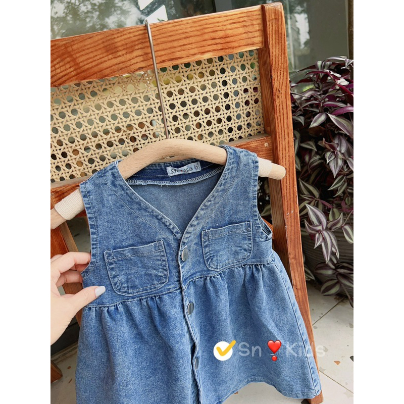 Giá sỉ váy Jean, váy bò dáng babydoll bé gái