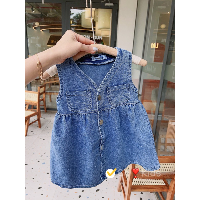 Giá sỉ váy Jean, váy bò dáng babydoll bé gái
