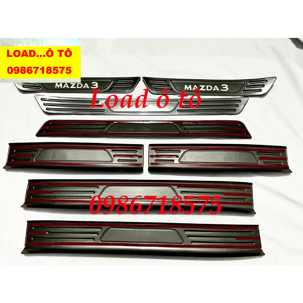 Ốp Bậc Cửa, Nẹp Bước Chân Xe Mazda 3 2024-2020 Mẫu Vân Titan Cao Cấp, Sẵn Keo Dán 3M