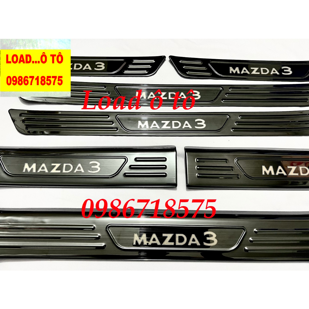 Ốp Bậc Cửa, Nẹp Bước Chân Xe Mazda 3 2024-2020 Mẫu Vân Titan Cao Cấp, Sẵn Keo Dán 3M