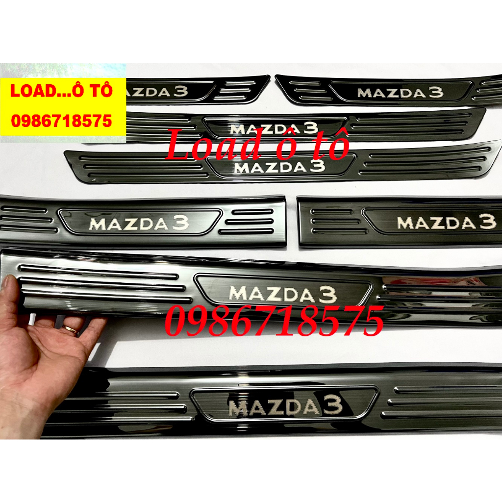 Ốp Bậc Cửa, Nẹp Bước Chân Xe Mazda 3 2024-2020 Mẫu Vân Titan Cao Cấp, Sẵn Keo Dán 3M