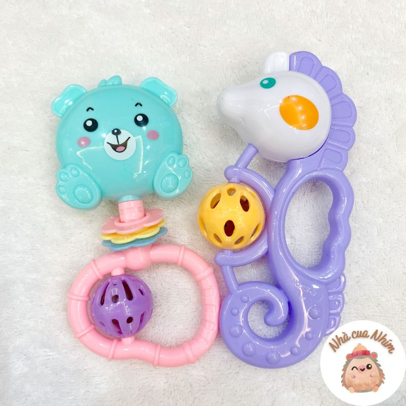 Bộ đồ chơi 7 món xúc xắc, lục lạc có chuông vui nhộn hình thú đáng yêu cho bé