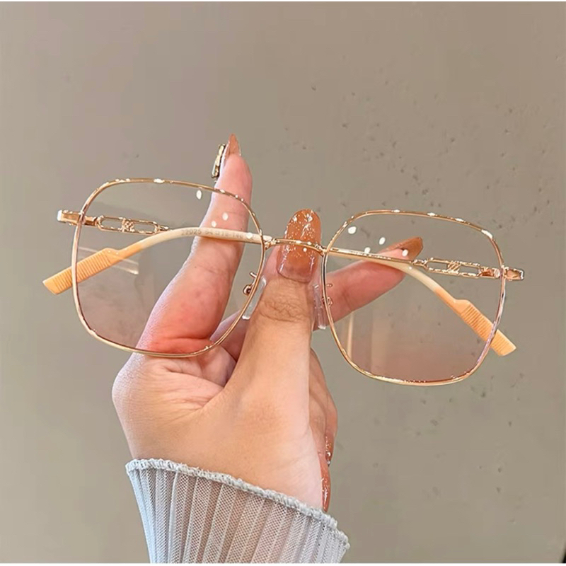 Kính Má Hồng Vuông Gọng Kim Loại Đáng Yêu 2024